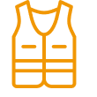 Icon of an orange life jacket with pockets.