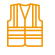 Icon of a safety vest in orange and yellow.
