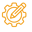 Orange gear with pencil icon symbolizing settings or customization.
